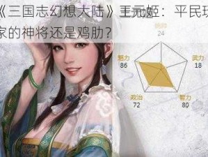 《三国志幻想大陆》王元姬：平民玩家的神将还是鸡肋？