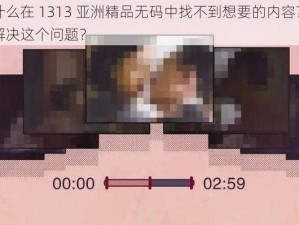 为什么在 1313 亚洲精品无码中找不到想要的内容？如何解决这个问题？