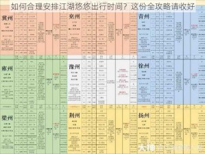 如何合理安排江湖悠悠出行时间？这份全攻略请收好