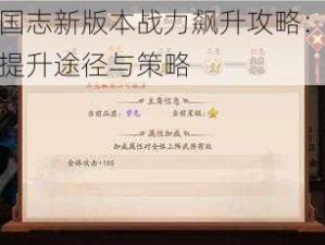 少年三国志新版本战力飙升攻略：全面解析战力提升途径与策略