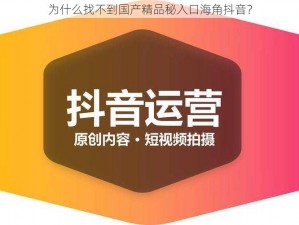 为什么找不到国产精品秘入口海角抖音？