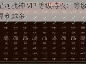 探索星河战神 VIP 等级特权：等级越高，专属福利越多