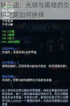 梦三国：光明与黑暗的交织之路如何抉择