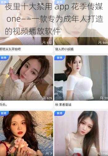 夜里十大禁用 app 花季传媒 one——一款专为成年人打造的视频播放软件