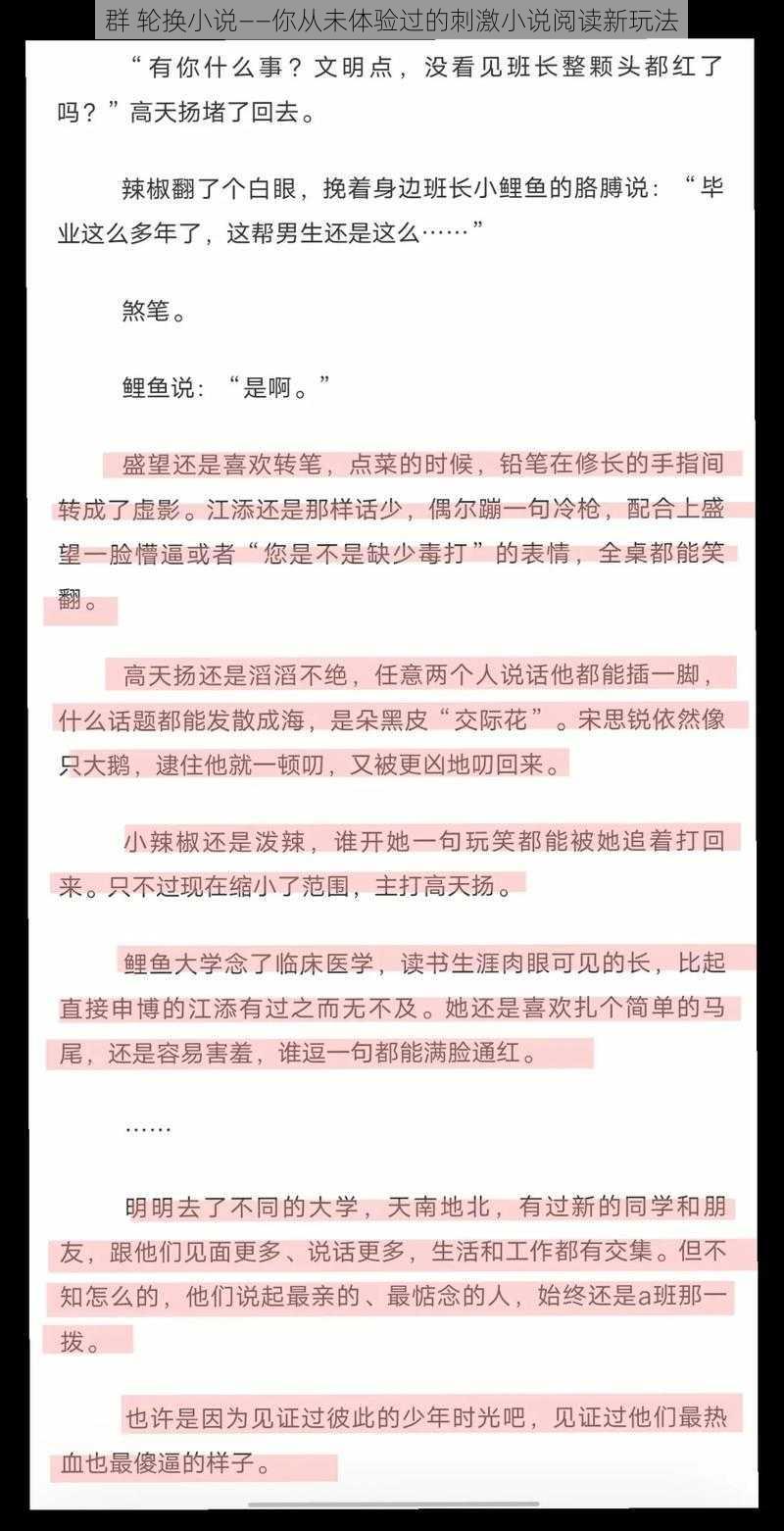 群 轮换小说——你从未体验过的刺激小说阅读新玩法