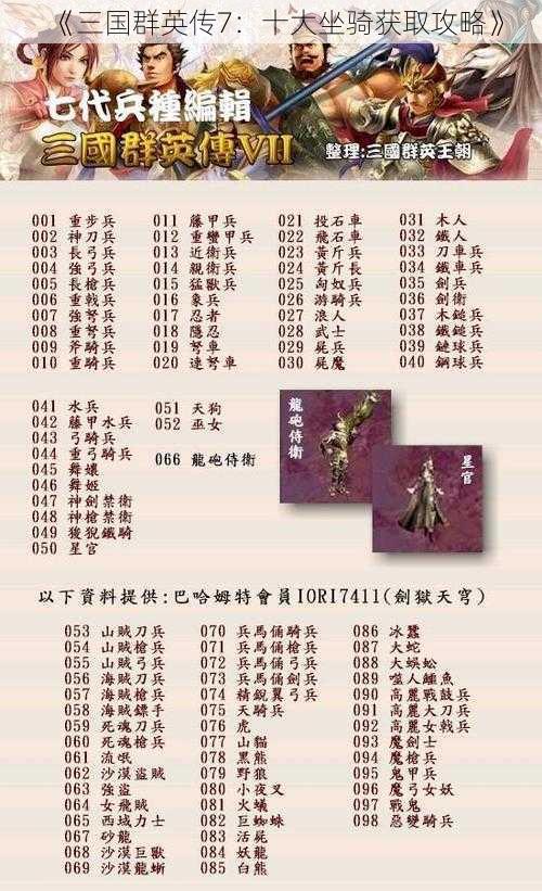 《三国群英传7：十大坐骑获取攻略》