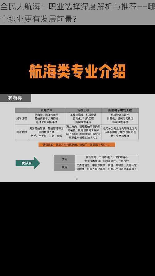 全民大航海：职业选择深度解析与推荐——哪个职业更有发展前景？