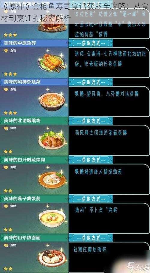 《原神》金枪鱼寿司食谱获取全攻略：从食材到烹饪的秘密解析