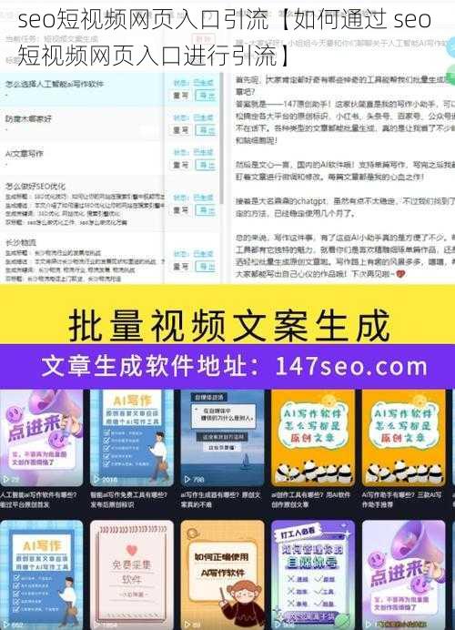 seo短视频网页入口引流【如何通过 seo 短视频网页入口进行引流】