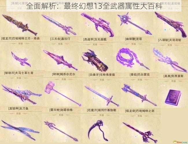 全面解析：最终幻想13全武器属性大百科