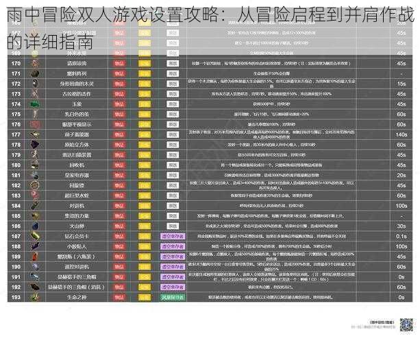 雨中冒险双人游戏设置攻略：从冒险启程到并肩作战的详细指南