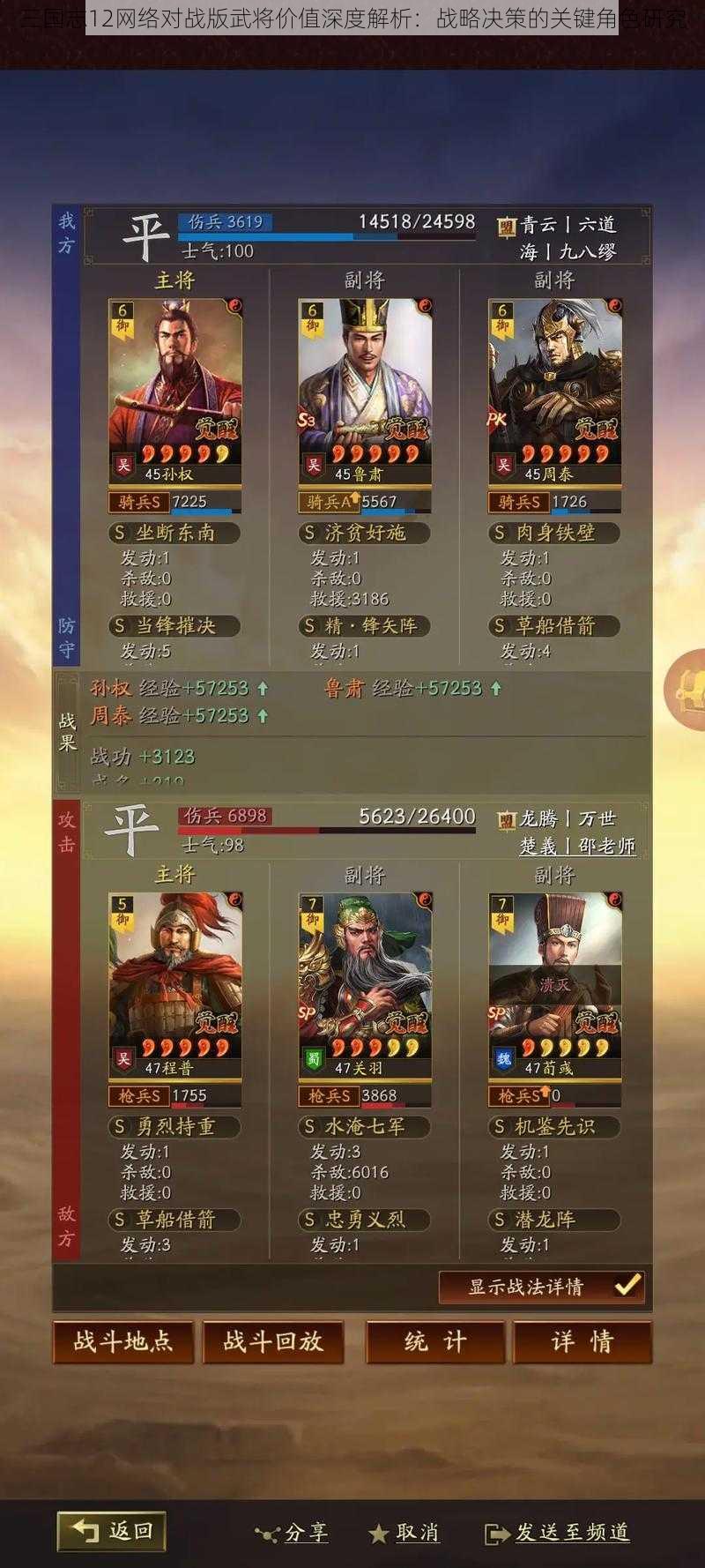 三国志12网络对战版武将价值深度解析：战略决策的关键角色研究