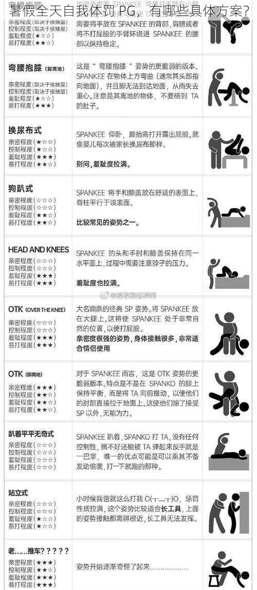 暑假全天自我体罚 PG，有哪些具体方案？