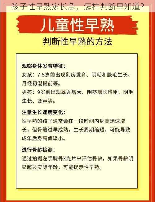 孩子性早熟家长急，怎样判断早知道？