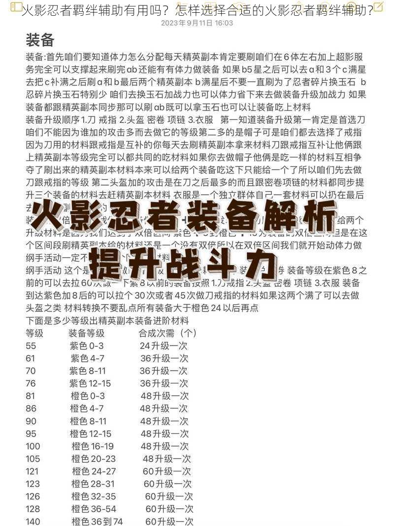 火影忍者羁绊辅助有用吗？怎样选择合适的火影忍者羁绊辅助？