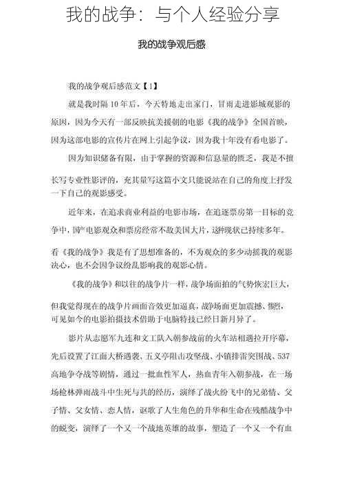 我的战争：与个人经验分享