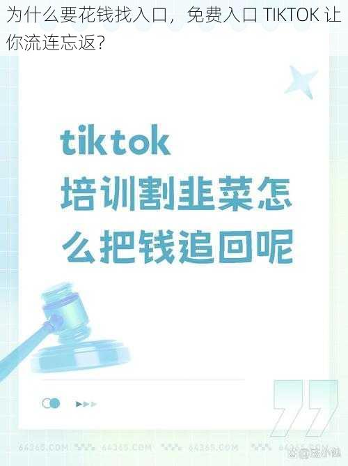 为什么要花钱找入口，免费入口 TIKTOK 让你流连忘返？