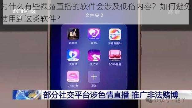 为什么有些裸露直播的软件会涉及低俗内容？如何避免使用到这类软件？