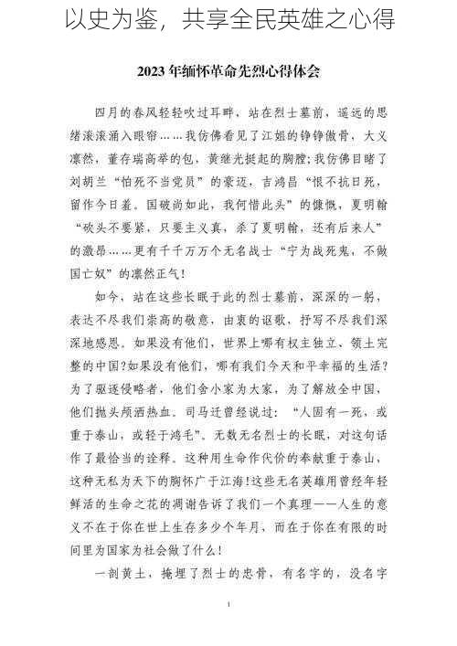 以史为鉴，共享全民英雄之心得