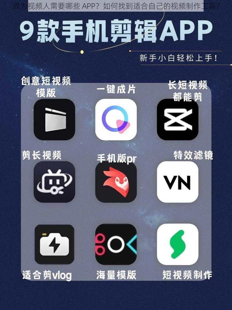 成为视频人需要哪些 APP？如何找到适合自己的视频制作工具？