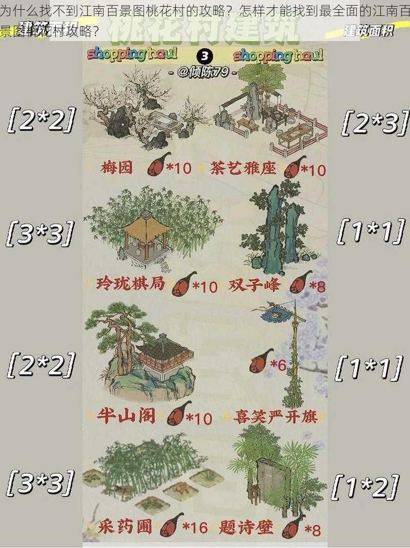 为什么找不到江南百景图桃花村的攻略？怎样才能找到最全面的江南百景图桃花村攻略？