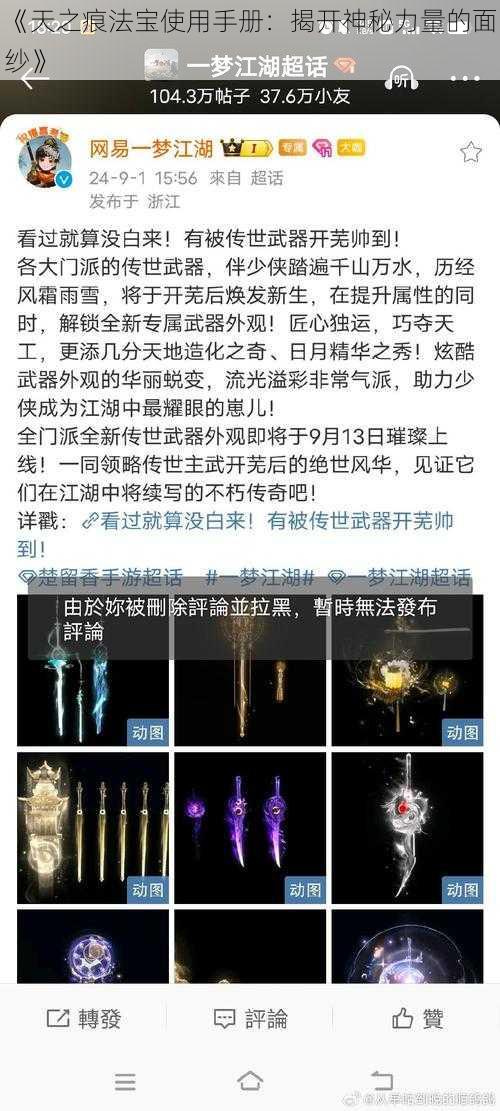 《天之痕法宝使用手册：揭开神秘力量的面纱》