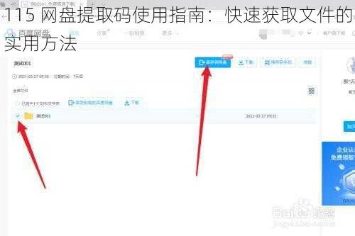 115 网盘提取码使用指南：快速获取文件的实用方法