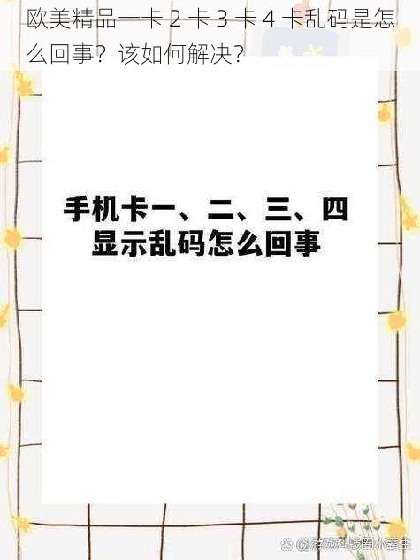 欧美精品一卡 2 卡 3 卡 4 卡乱码是怎么回事？该如何解决？