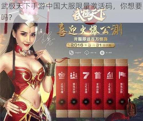 武极天下手游中国大服限量激活码，你想要吗？