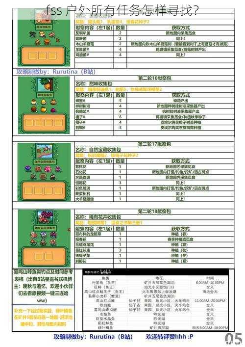 fss 户外所有任务怎样寻找？