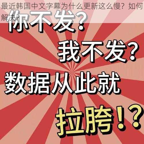 最近韩国中文字幕为什么更新这么慢？如何解决？