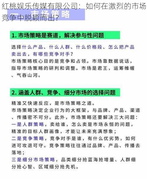 红桃娱乐传媒有限公司：如何在激烈的市场竞争中脱颖而出？