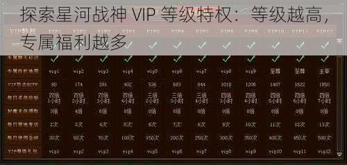 探索星河战神 VIP 等级特权：等级越高，专属福利越多