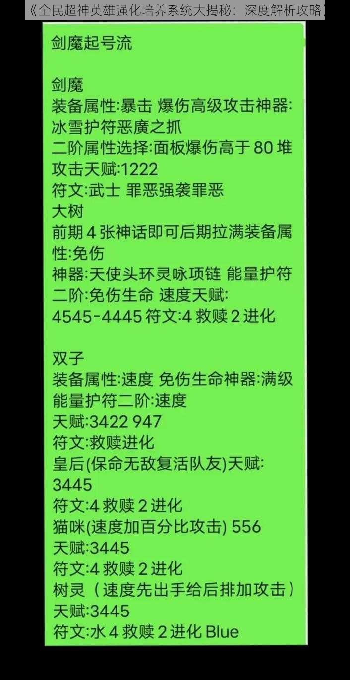 《全民超神英雄强化培养系统大揭秘：深度解析攻略》