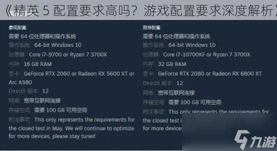 《精英 5 配置要求高吗？游戏配置要求深度解析》